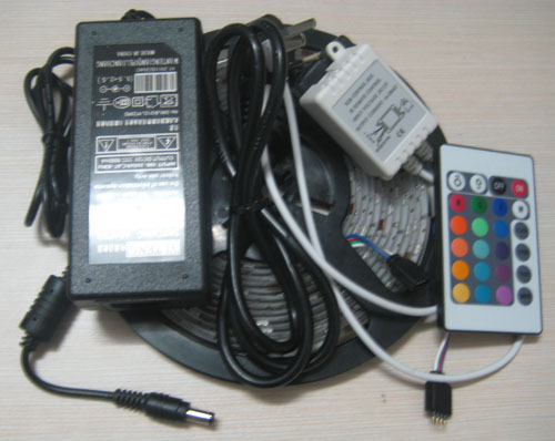 RGB 60 LED/m Strip & IR Remote Controller & AC adaptor